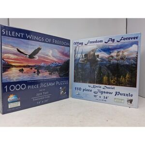 SunsOut Patriotic Eagle Jigsaw Puzzle Set 1000pc 550pc Jeff Tift Kevin Daniel